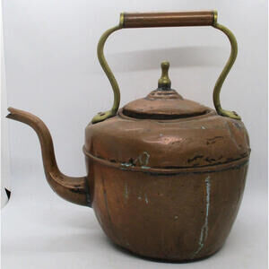 Antique Hand Forged Copper Tea Kettle with Copper Handle